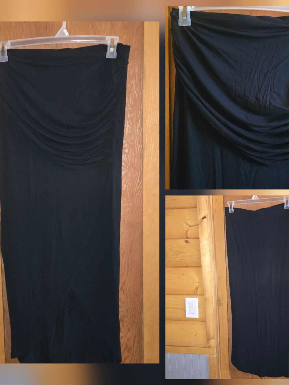 Cabi new no tags small rayon blend black long roughed front maxi skirt